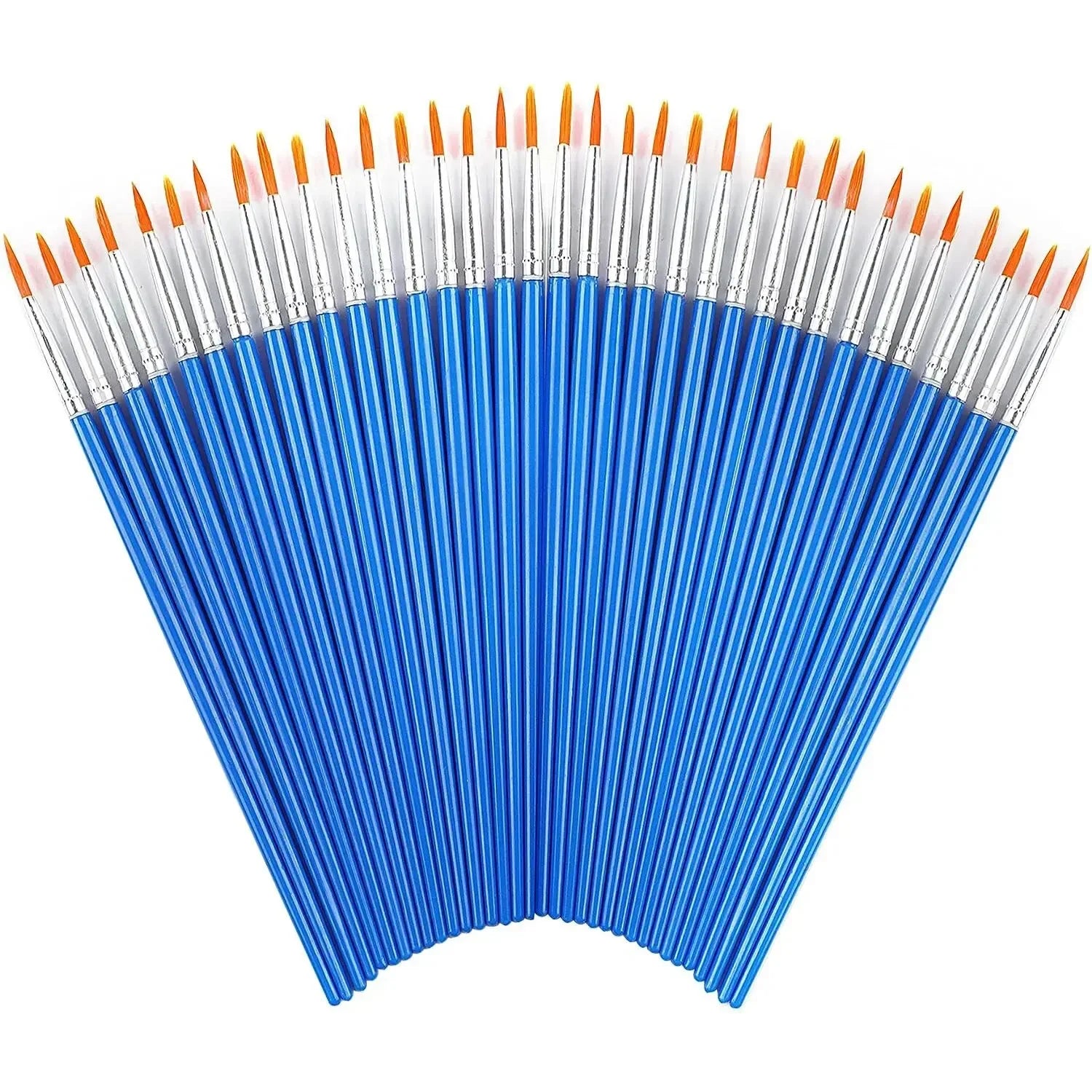 50Pcs Painting Brushes Set Art Round Flat Hair Nylon Hair Paint Brush for Oil Acrylic Watercolor Kids/Artists/Beginners/Students Oasis Select 50pcs round