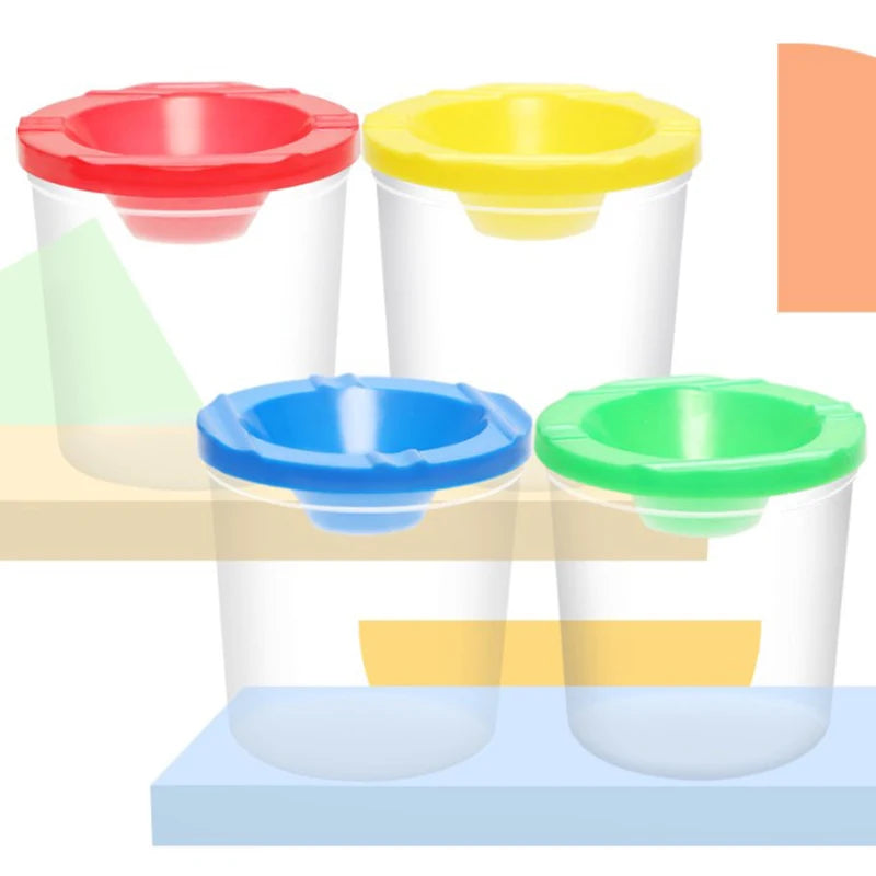 Painted Art Pen Washing Cup Plastic Transparent Multifunctional Pen Washing Bucket Watercolor Paint Painting Pen Washing Cup Oasis Select