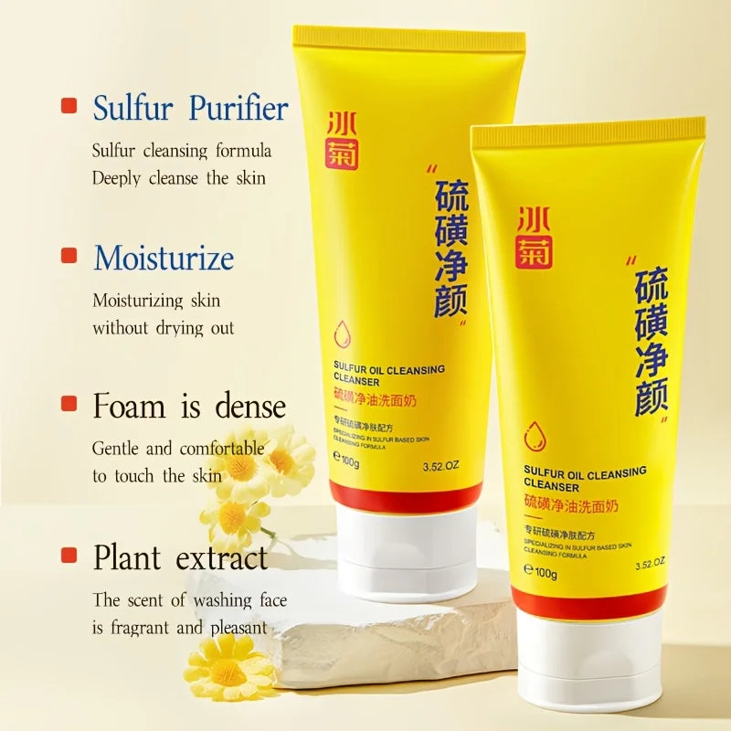 Sulfur Facial Cleanser 100g – Rich Foam Deep Cleansing Face Wash Facial Cleanser Oasis Select