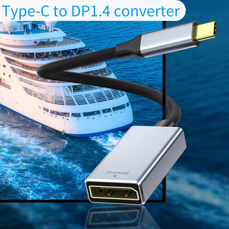 8K USB 3.1 Type C To Displayport Cable 8K@60Hz 4K@144Hz DP 1.4 Adapter USB C Display Port Video Adapter for MacBook Pro Air M1 Oasis Select