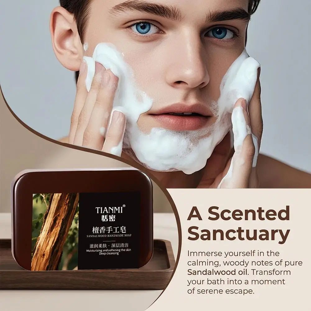 Men's Sandalwood Handmade Soap, three-in-one, Cleansing Soap cleanses face, hair, bathes the whole body, moisturizes1/3/6PCS Oasis Select