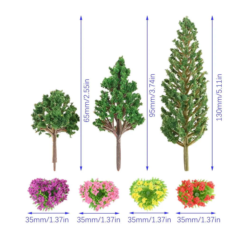 For Landscape Decoration 32Pcs Colorful Flower Clusters and 15Pcs Mixed Trees DIY Craft Making Durable and Environmentally Oasis Select