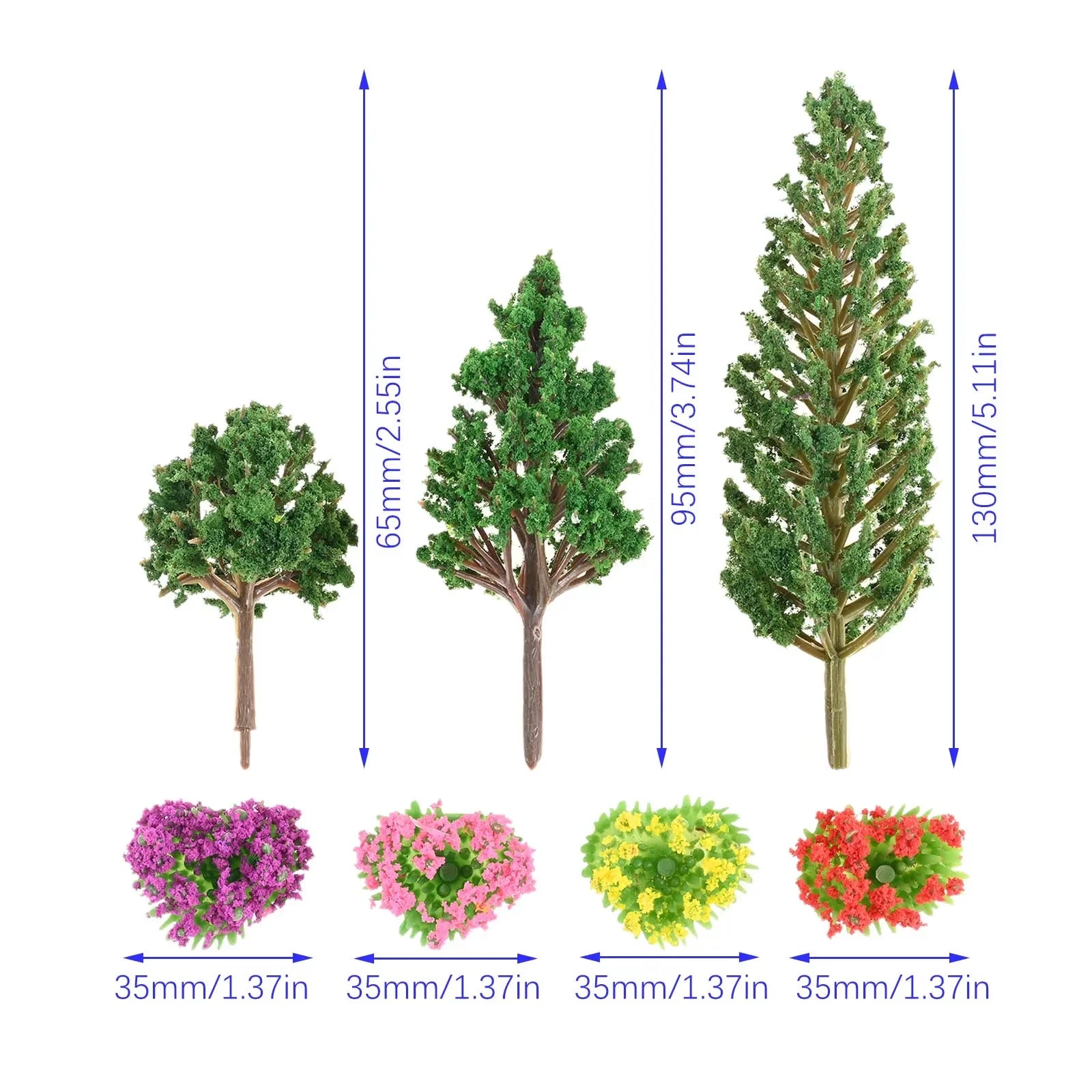 For Landscape Decoration 32Pcs Colorful Flower Clusters and 15Pcs Mixed Trees DIY Craft Making Durable and Environmentally Oasis Select