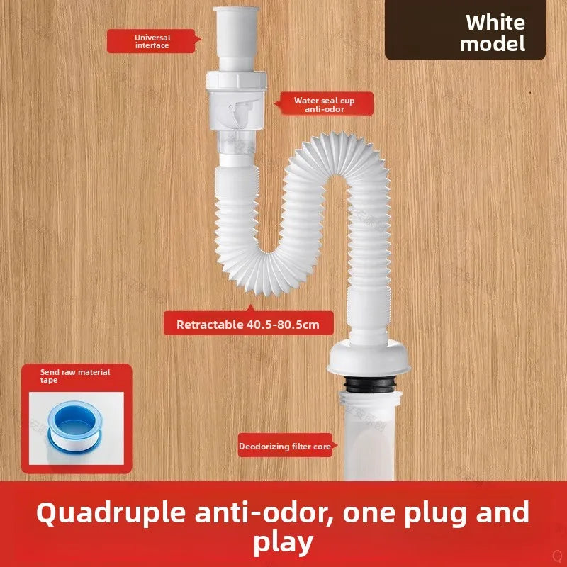 P-Trap Kitchen Sink Deodorant Set Launch Pipeline Deodorizing Filter Sink Strainer Hose Drain Pipe Plumbing Kitchen Accessories Oasis Select C