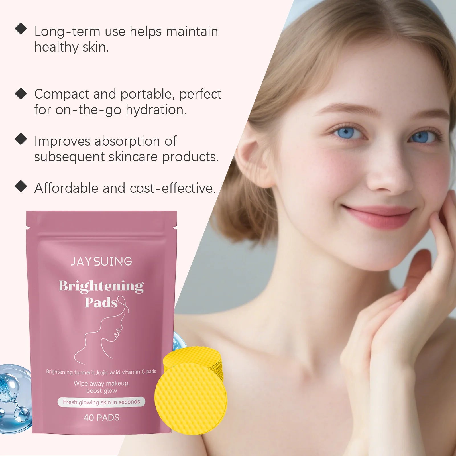 Turmeric Kojic Acid Brighten Cleansing Pad Adjust Water Oil Balance Remover Cottons Improve Skin Roughness Exfoliate Soothing Oasis Select