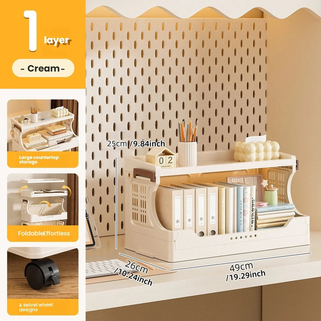 Installation-free storage cabinet - Home bedroom bedside table - Kitchen bathroom multi-layer foldable storage rack Oasis Select 1 layer