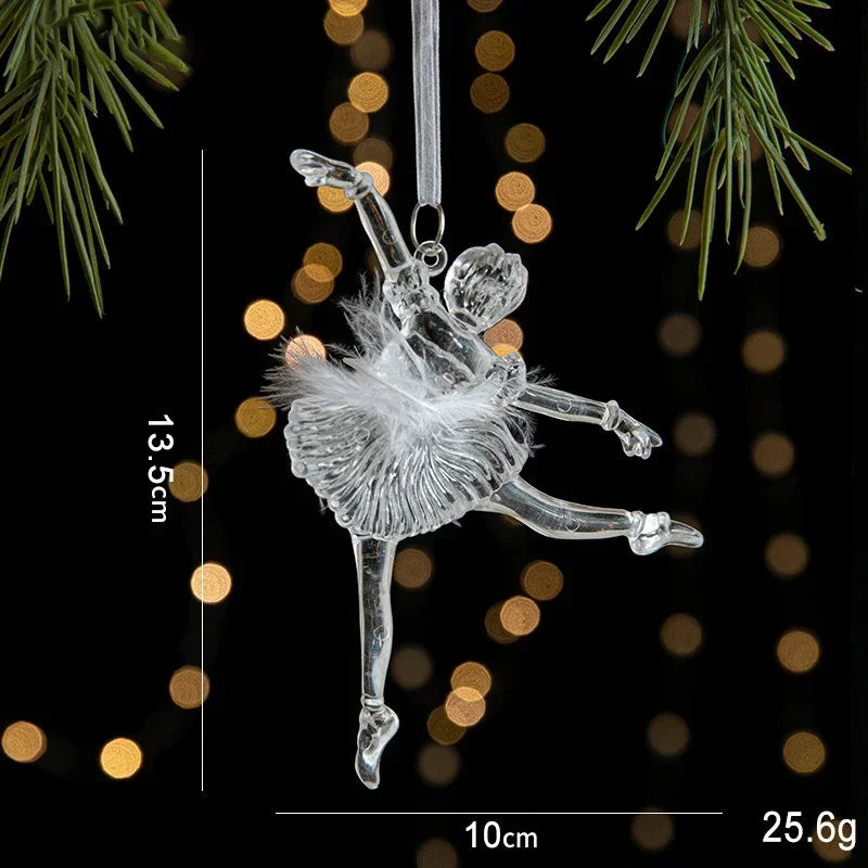 Acrylic Christmas Crystal Pendant – Angel & Snowflake Ornament