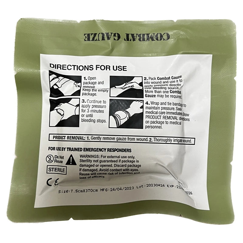 Kaolin Gauze Combat Hemostatic Emergency Trauma Z-Fold Soluble For Ifak Tactical Military First Aid Kit Medical Wound Dressing Oasis Select