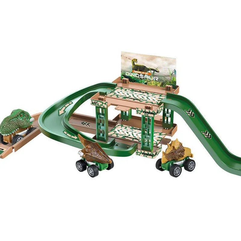 Kid Rail Parking Lot Toys Dinosaur Car Parking Building Model Simulation Fire Police Engineering Vehicle Toy Boys Birthday Gifts Oasis Select Dinosaur car