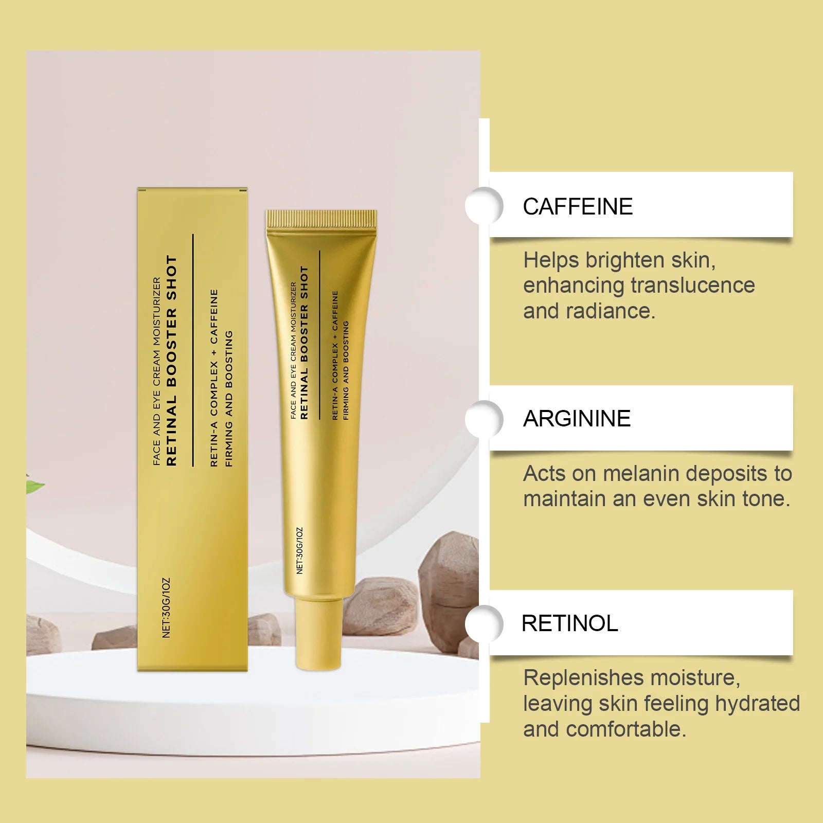 Hoygi Retinol Firming Cream with Caffeine – Anti-Aging 30g Anti-Aging Night Cream Oasis Select