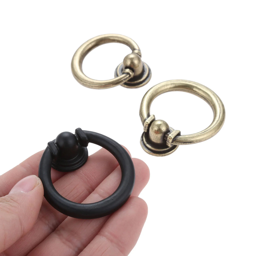 1Pc Zinc Alloy Ring Knob Bronze/Black Handle 35mm/40mm Knob For For Furniture Cabinet Drawer Wardrobe Closet Furniture Handles Oasis Select