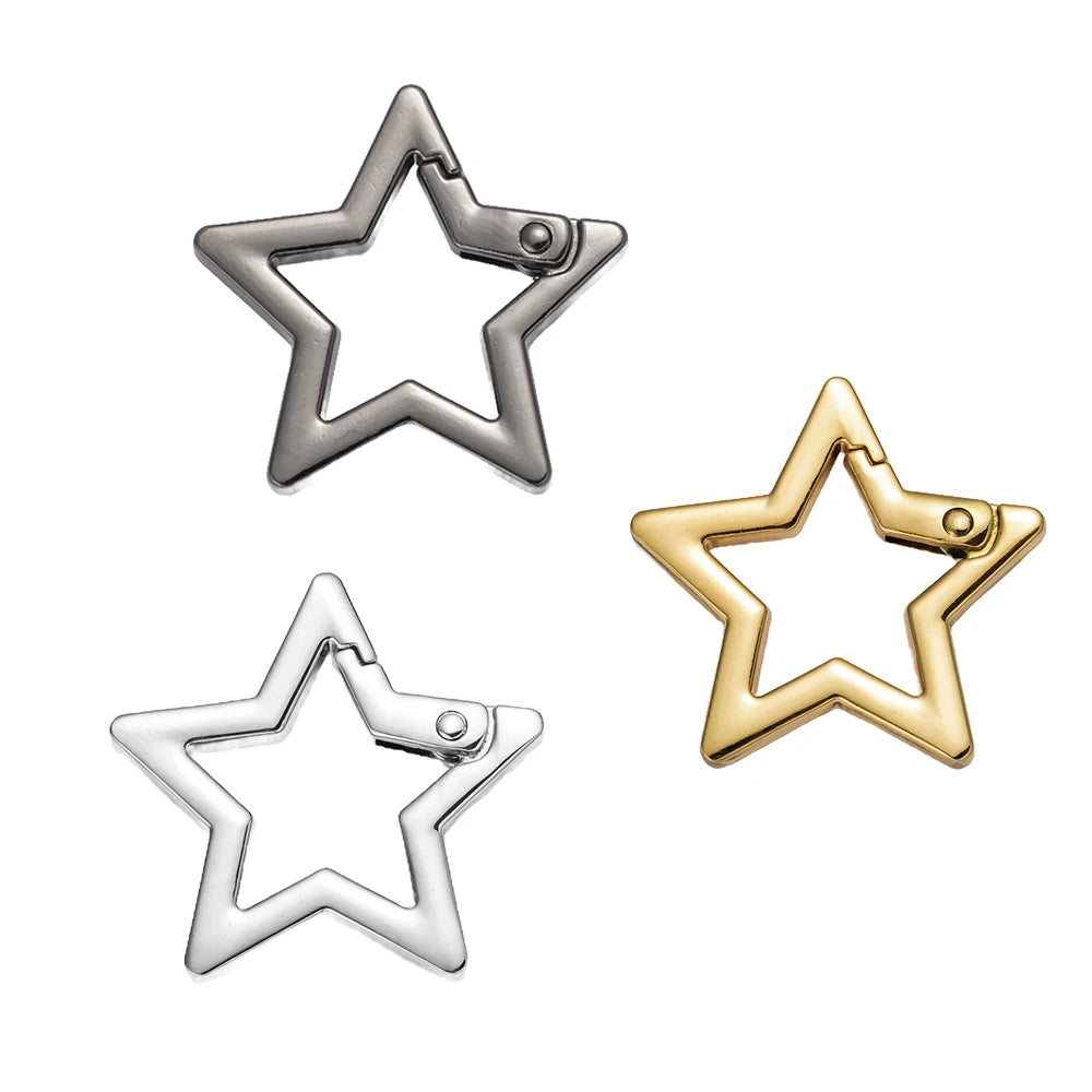 5pcs Star Small Carabiners Clips Metal Trigger Spring Rings Snap Hooks DIY Charms Accessory for Keychains Bag Purse Craft Making Oasis Select