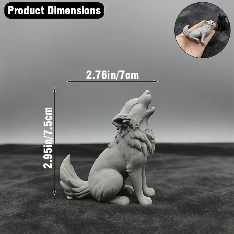 Howling Wolf Miniature Ornament Lonely Wild Wolf Statue Handicraft ForDIY Dioramas Wildlife Collectors Office Bedroom Decor Gift Oasis Select Howling Wolf 2 7.5x7x3.7cm