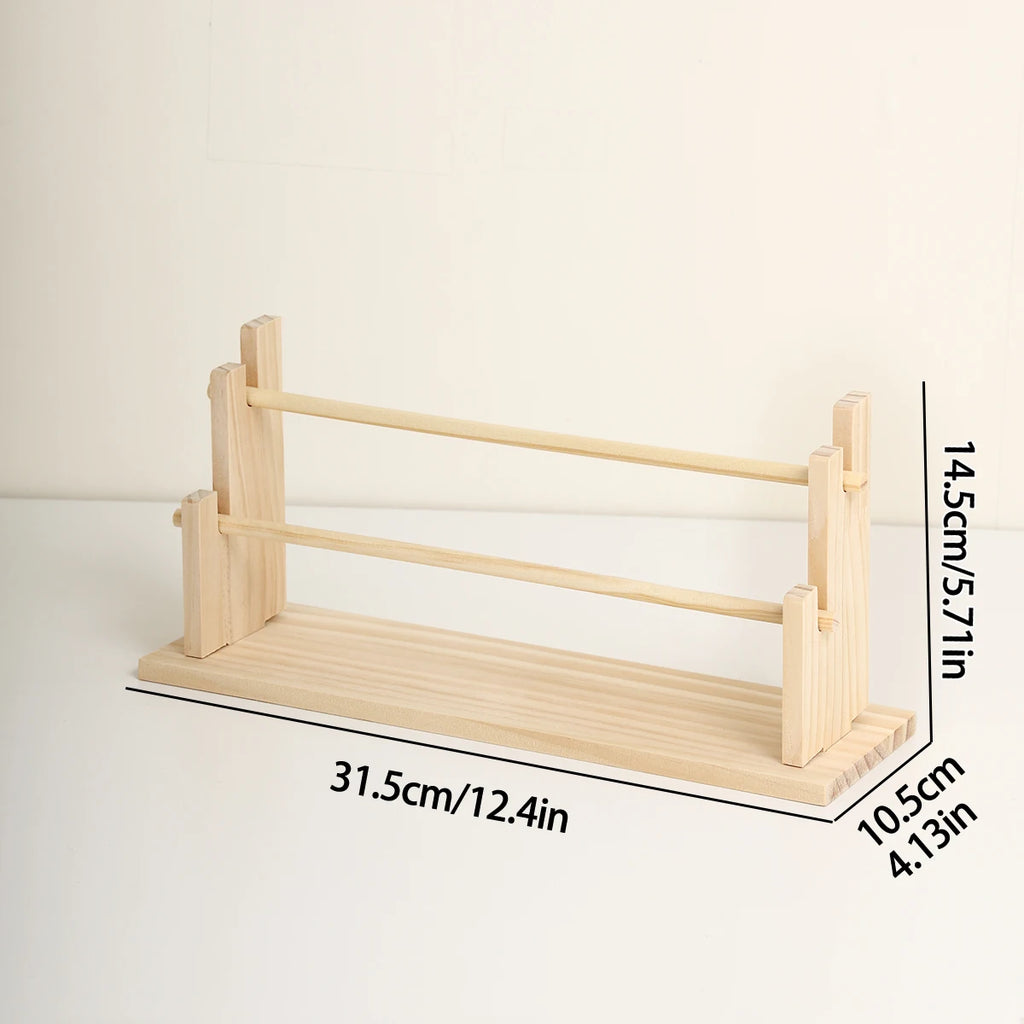 1pc Solid Wood 2-Layer/3-layer/4-Layer/5-Layer Hair Accessories Desktop Jewelry Stand Suitable for Hair Rope and Hoop Organizer Oasis Select 2layer- yellow