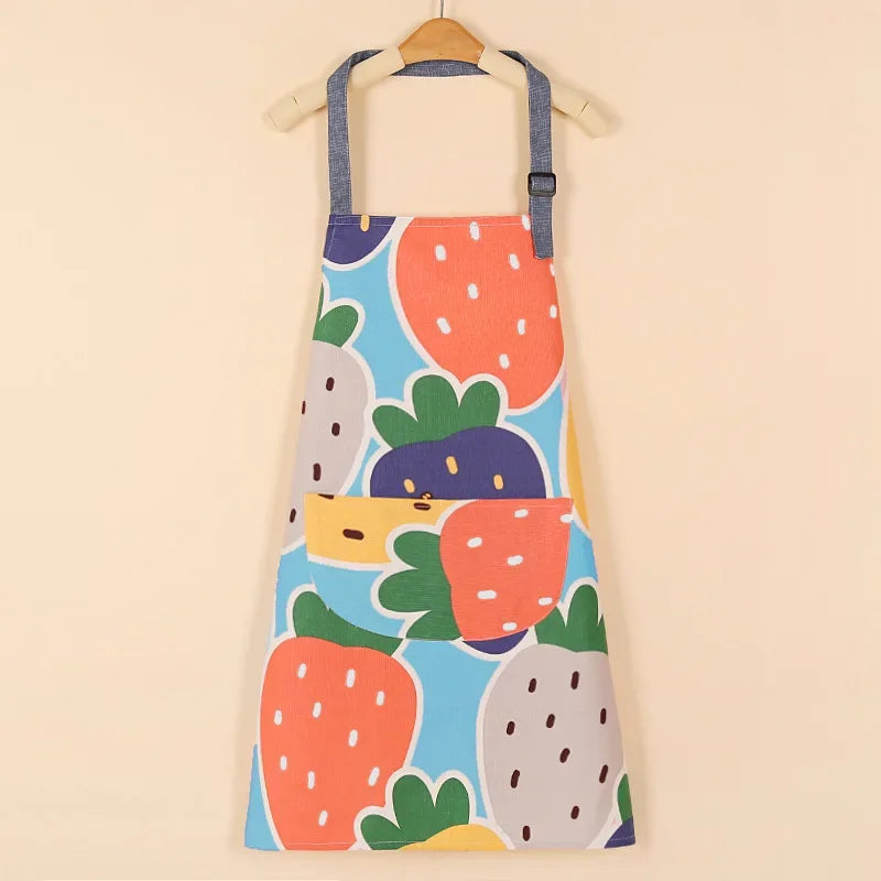 1PC Aprons Fashion Cotton Fabric Waterproof Thickened Dirt Resistant Kitchen Apron and Home Work Clothes Gardening Work Clothing Oasis Select J OneSize