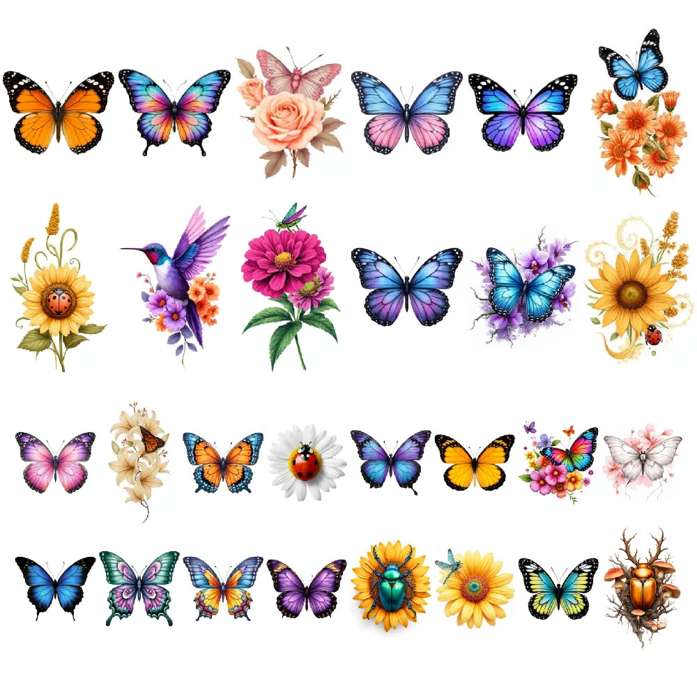 28-Piece Temporary Tattoo Stickers – Hummingbird, Ladybug & Beetle