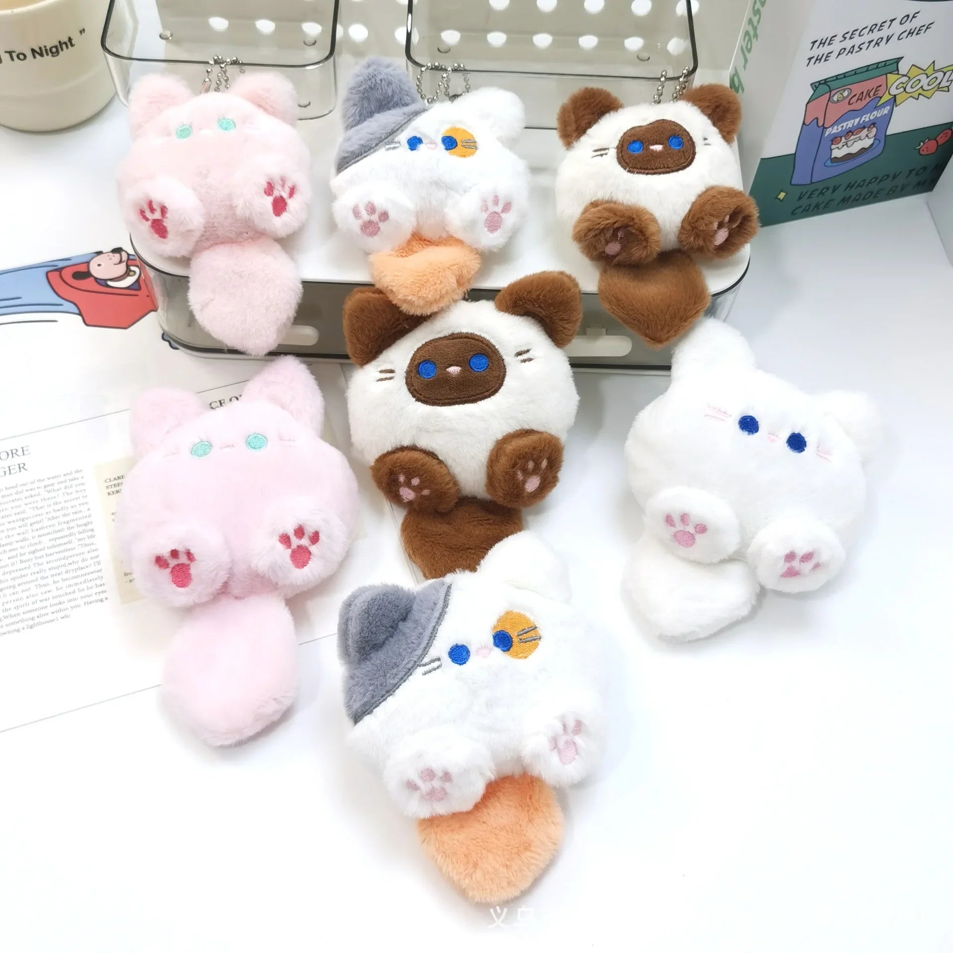 1-20PCS Cute Plush Long Tail Cat Pendant Cat Doll Doll School Bag Charm Key Charm Children's Birthday Gift Holiday Friend Gift Oasis Select