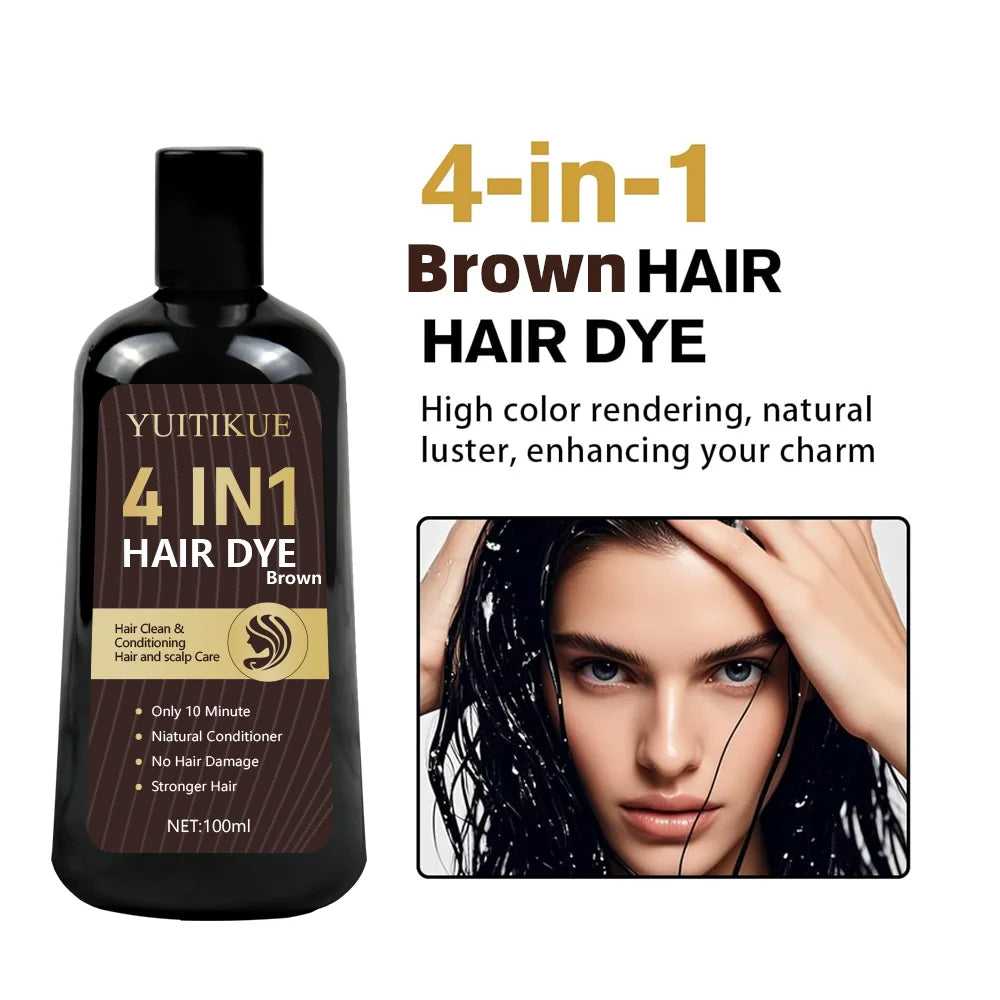 YUITIKUE Organic Brown Hair Dye – Covers Gray, 100ml