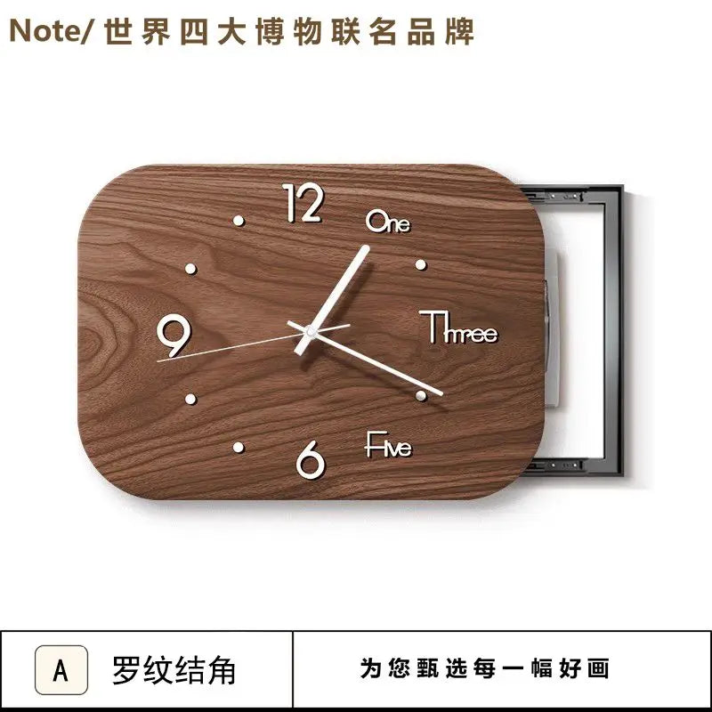 The New Chinese Ancient Decorative Painting with Time Clock Meter Box Block Distribution Box Hanging Picture Decorative Clock Oasis Select A 82 x59cm right shift