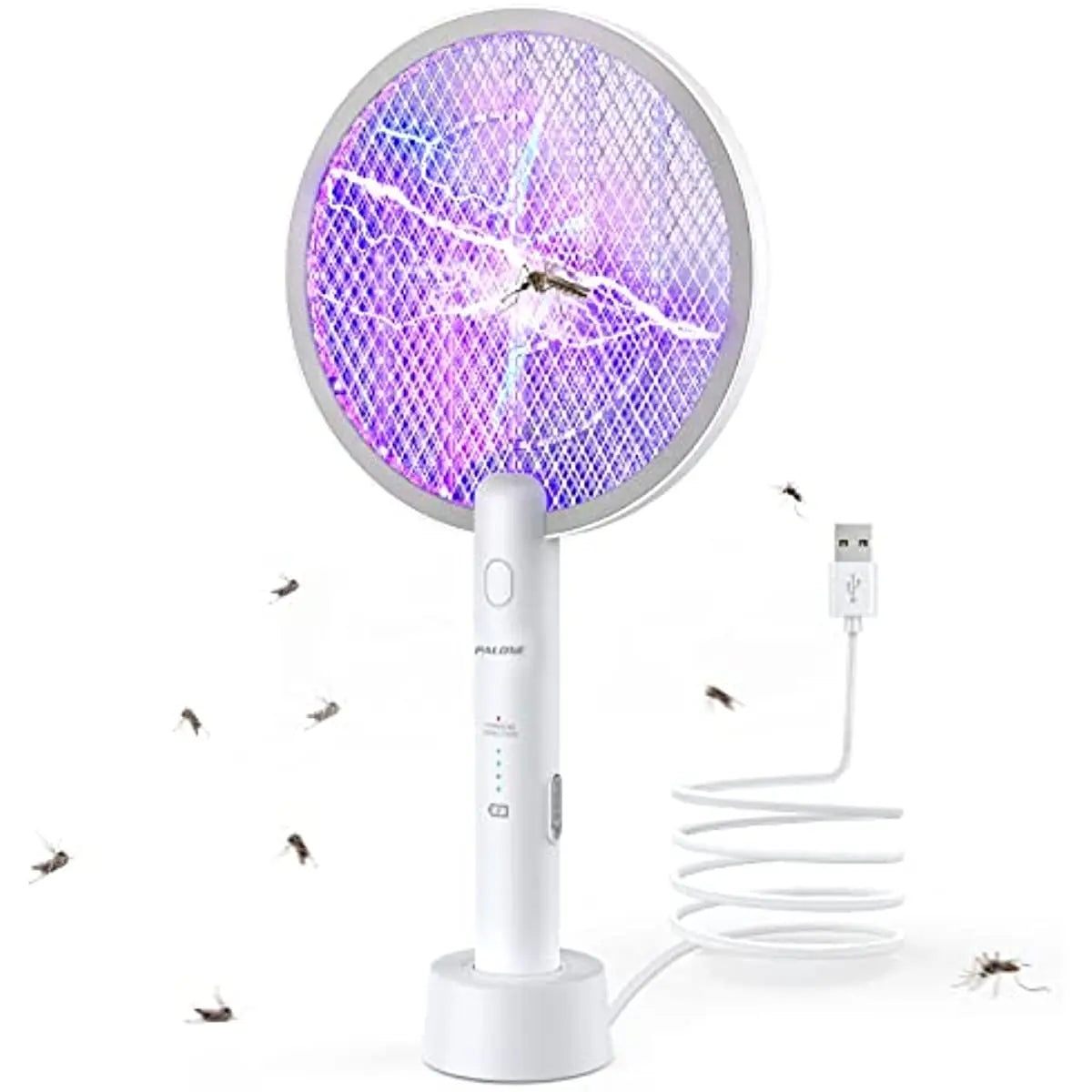 2 in 1 Mosquito swatter Electric Fly Bug Killer Lamp Zapper with 1200mAh Battery USB charge with Safety Mesh for Indoor,Outdoor Oasis Select