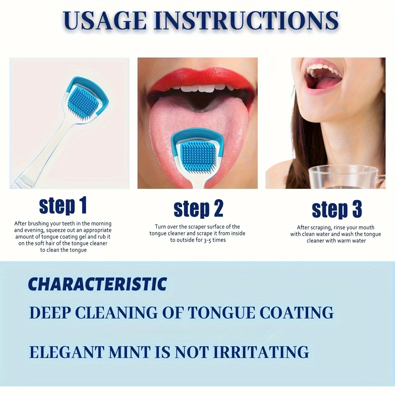 Tongue Cleansing Gel With Brush, Tongue Cleaning, Mouth Care, And Freshen Your Oral Hygiene 50g(1. 76oz) Oasis Select