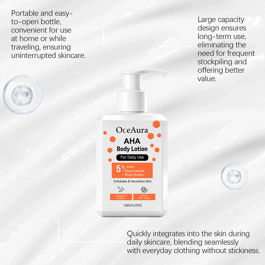 Brightening Body Cream AHA Body Lotion Exfoliating Nourishing Niacinamide Dry Skin Smooth Radiant Daily Use 150g Large Capacity Oasis Select