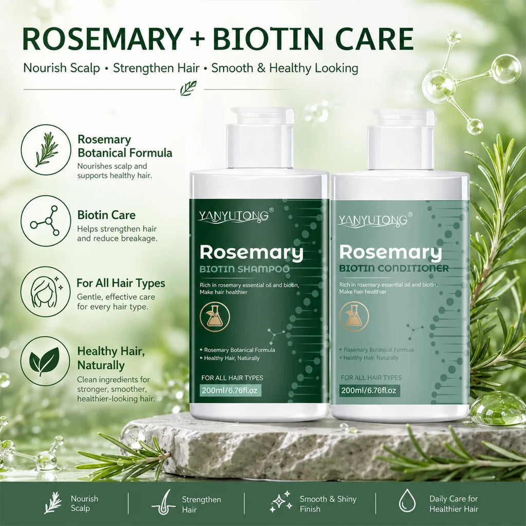 Rosemary shampoo and conditioner set – gentle cleansing, deep moisturizing, and softening effects. Oasis Select