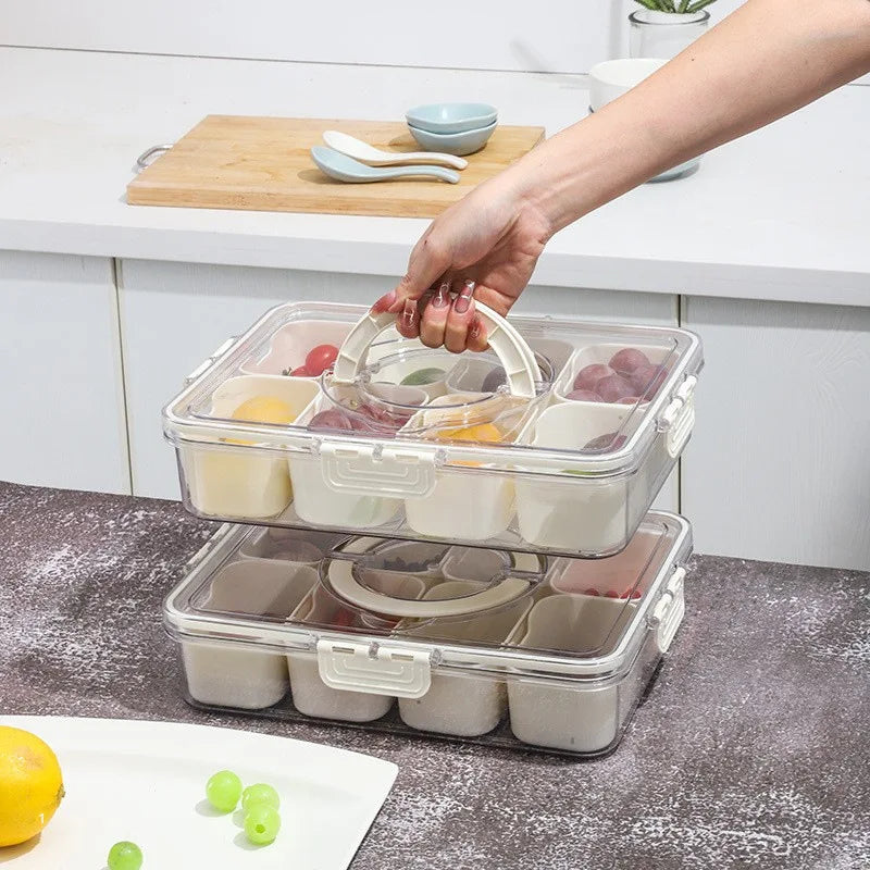 8/4-Compartment Bento Box with Lid, Food Grade PP Leakproof Portable Snack Tray, 4-Sided Snap Lock Sealing Storage Organizer Oasis Select