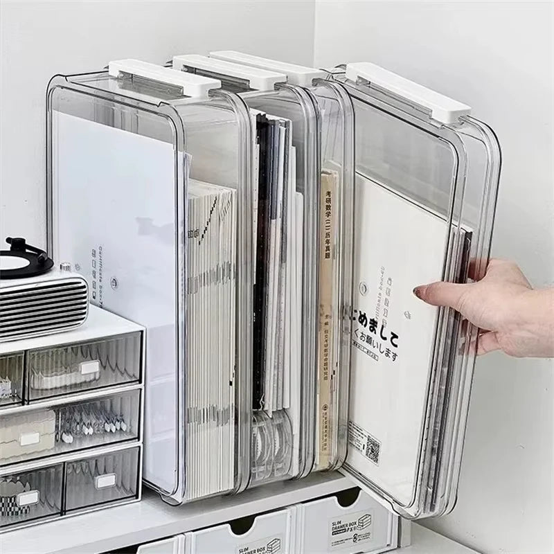 Acrylic Transparent Desktop Paper Storage Box A4 File Document Exam Paper Organizer Household Dust Proof Card Holder Case Oasis Select