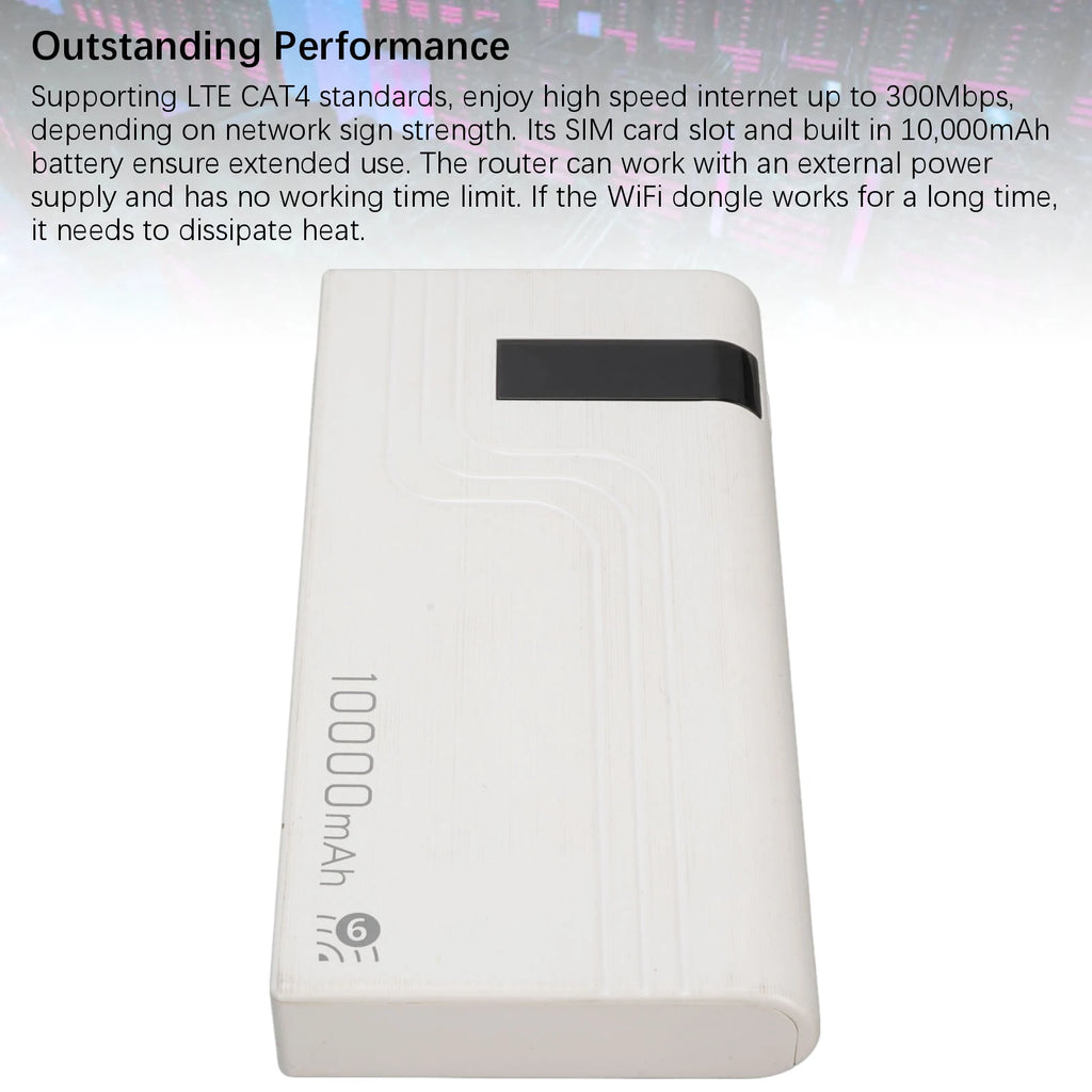 4G LTE Mobile Hotspot Router Unlocked 300Mbps Wireless SIM Card Slot Mobile Router Built in 10000MAh Battery WiFi Hotspot Device Oasis Select