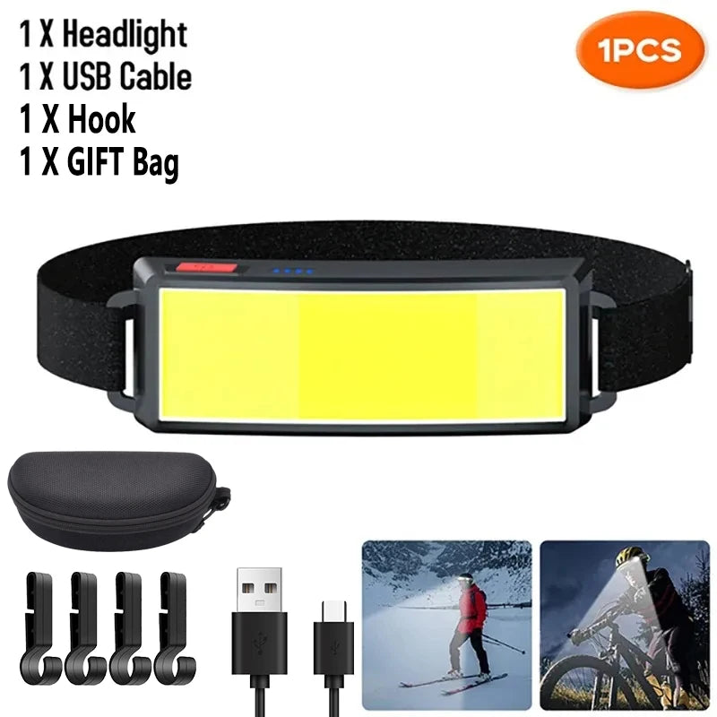COB LED Rechargeable Headlamp 800 Lm – USB, IPX4, Camping