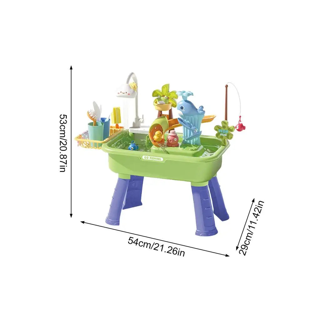 Children's Kitchen Toys Electric Fun Water Play Water Wash Basin Fishing Dishwashing Home Role-Playing Baby Early Education Toys Oasis Select Green