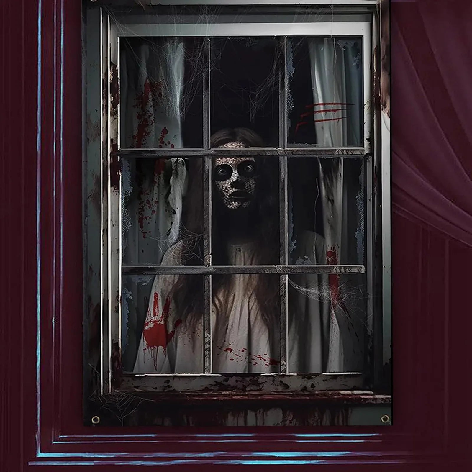Halloween Window Silhouette Horror Poster – Blood Curtain Decor Halloween Window Decoration Oasis Select B One Size