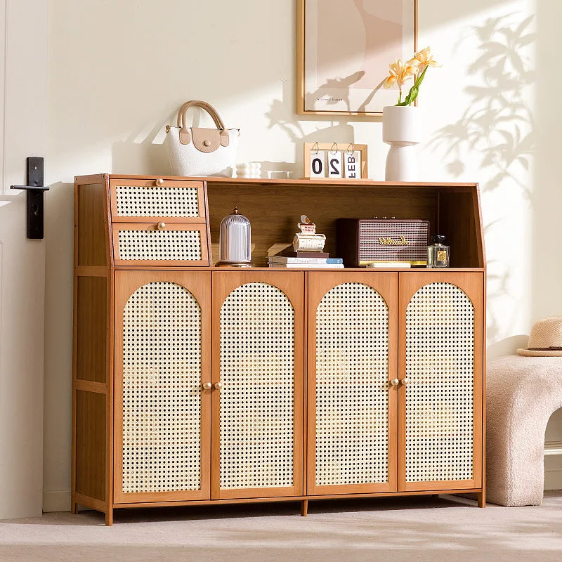 Solid wood shoe cabinet grid reticulated breathable household entrance entrance door door shoe cabinet storage entrance cabinet Oasis Select