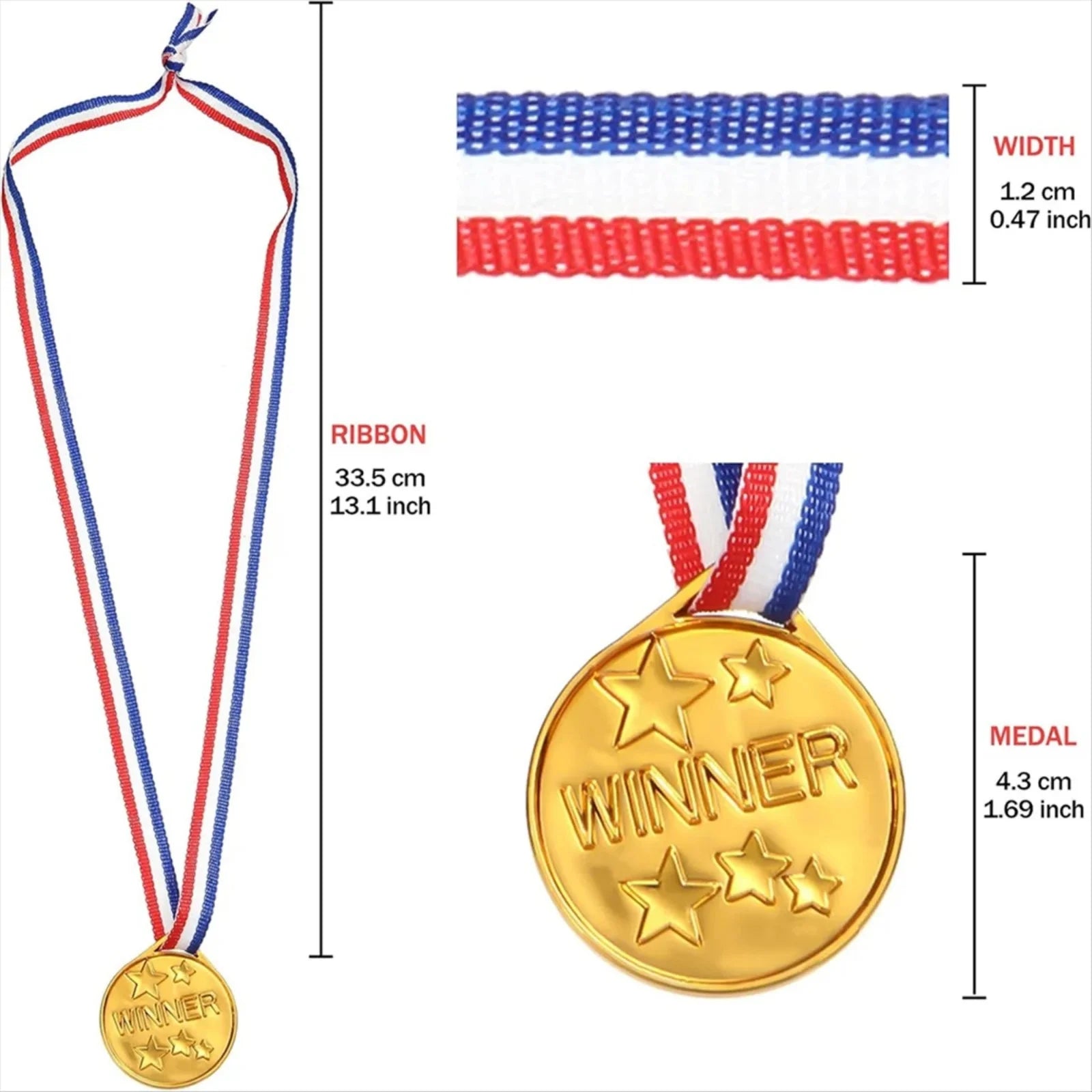30Pcs Plastic Gold Winners Medals Trophy Children Game Sports Prize Awards Toys For Kids Birthday Party Favors Pinata Fillers Oasis Select