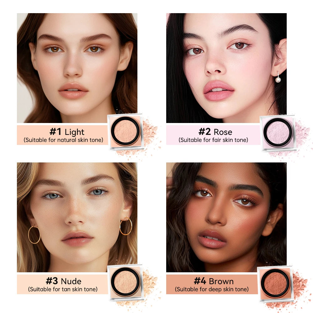 Loose Setting Powder And Puff Set Oil Control Long Lasting Natural Face Smooth Matte Finish Loose Powder Makeup Cosmetics Oasis Select