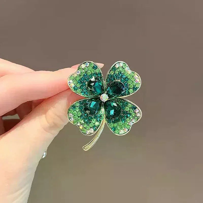 Fashion Rhinestone Clover Brooches Women Clothing Coat Jewelry Party Accessories Oasis Select