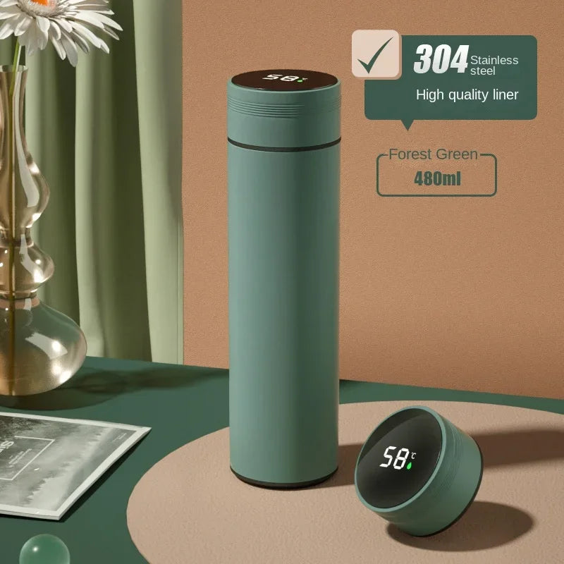 500ML Stainless Steel Thermos Cup with Separator 316 Smart Cup High Value Gift Cup Coffee Cup Father's Gift Cold Cup To Business Oasis Select Green 1PC