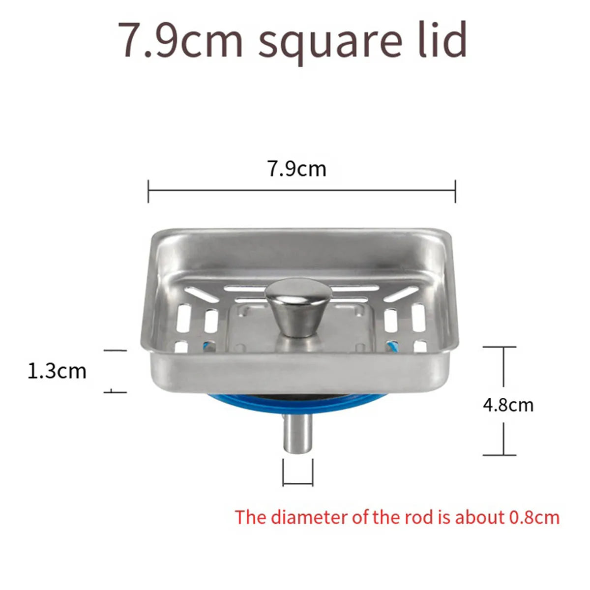 Square Stainless Steel Kitchen Sink Strainer Drainer Post Stopper Waste Plug Filter Plug Lid r Bathroom Floor Drains Oasis Select A 1PCS