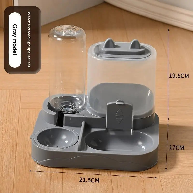 2-in-1 Large Pet Feeder Water Dispenser Dry Wet Separation Durable Plastic Transparent No Battery For Cats Dogs Travel Oasis Select A