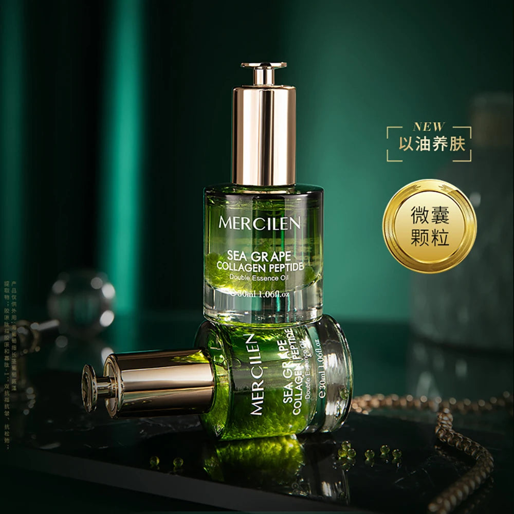 Sea Grape Collagen Peptide Double Anti Revitalizing Essence Oil Skin Care Moisturizing Brighten Anti-Aging Firming Face Serum Oasis Select