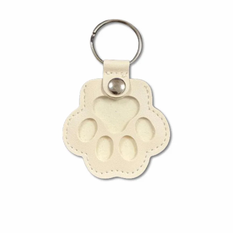 In-stock Pet Hair Commemorative Key Tag, Pu Leather Dog Paw Key Pendant, Anti-loss Pet Identification Tag Oasis Select 5.5cm 6cm Creamy-white