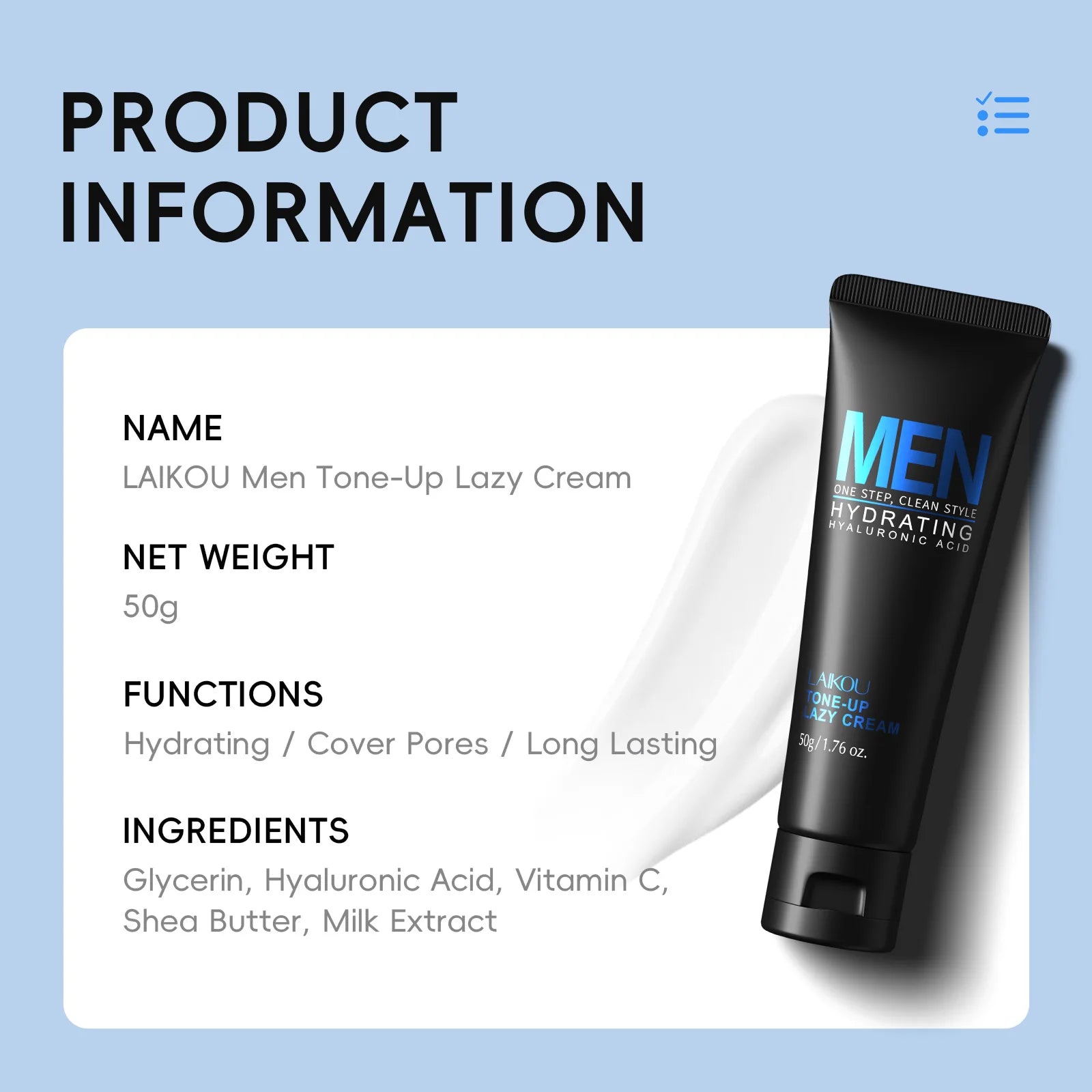 LAIKOU Men BB Cream 50g – Tone Up, Oil Control & Hydrating Men's BB Cream Oasis Select