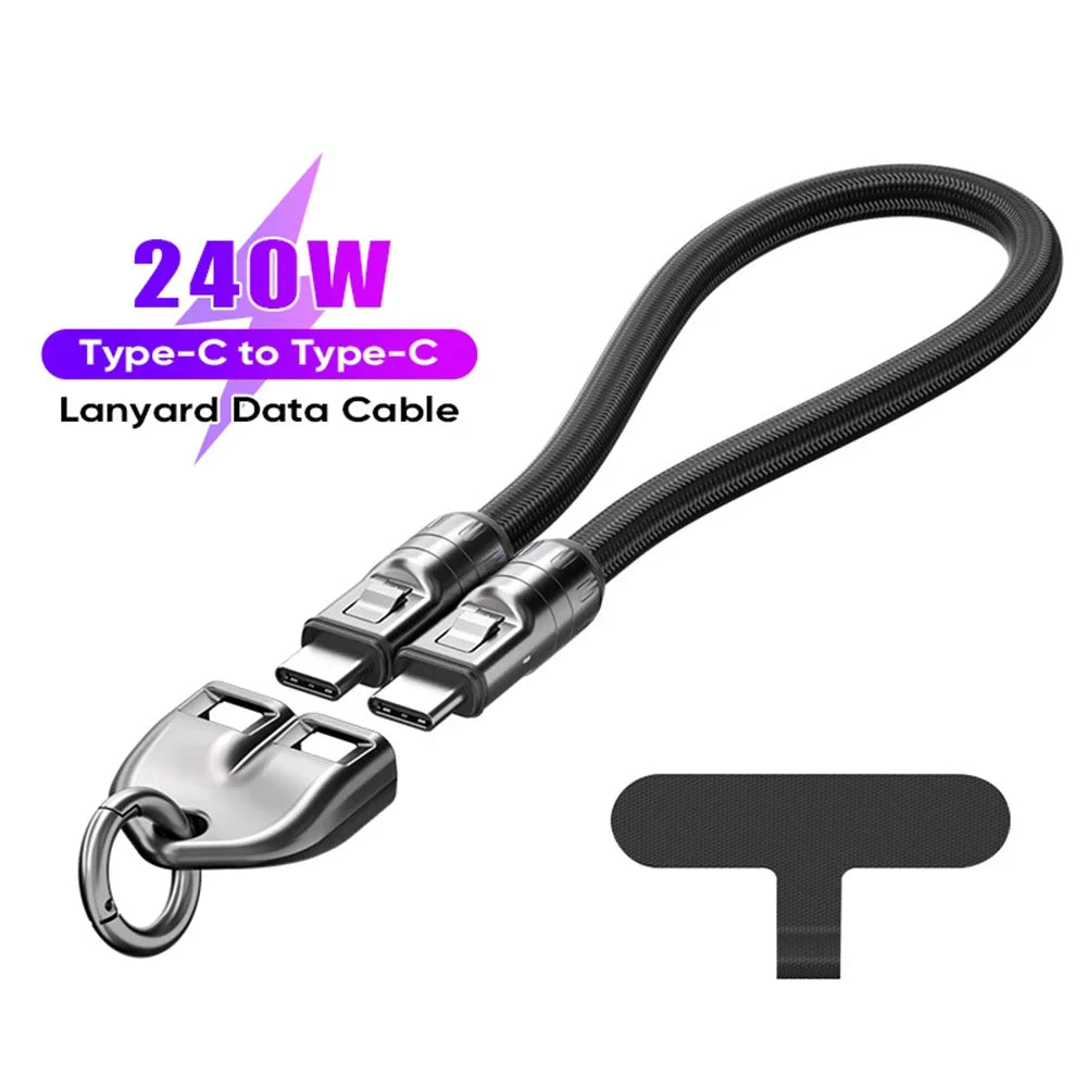 2-in-1 USB-C Lanyard & 240W Fast Charging Cable | PD Zinc Alloy