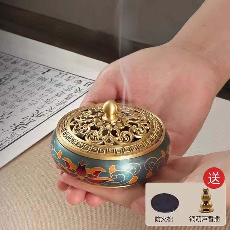 Copper Incense Burner Retro Niche Play Incense Seal Stove Indoor Sandalwood Pan Incense Burner Oasis Select