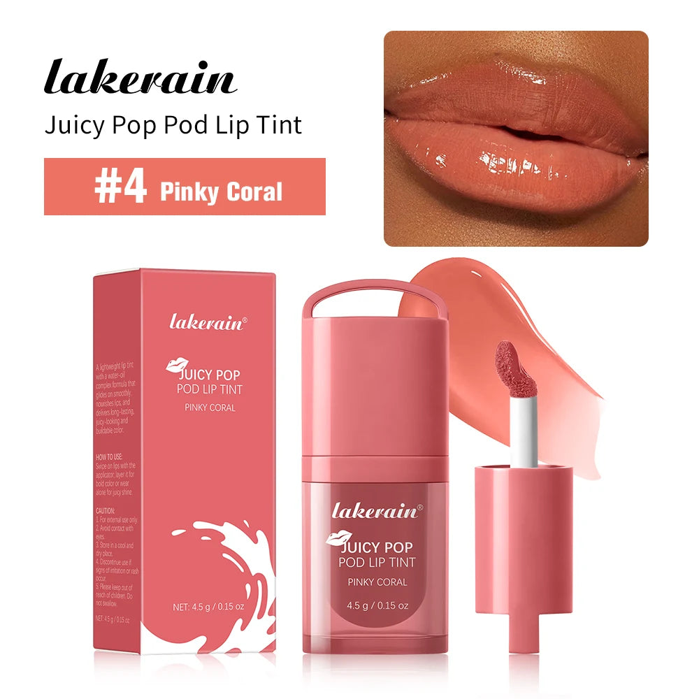 Juicy Box Shape Lip Tint Gloss Moisturizing Lightweight & Non-Sticky Lip Staion Long-Lasting High Shine Finish Lips Makeup Oasis Select Pinky Coral