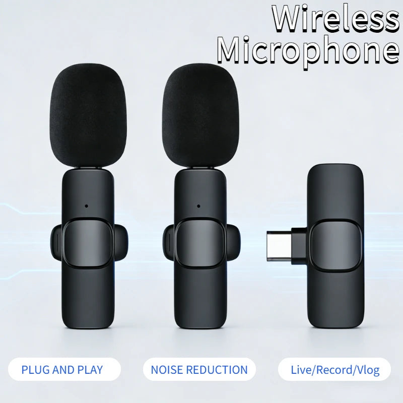 Wireless Lavalier Microphone Audio Video Recording Mini Mic for Type-C Smartphones Vlogging Facebook Videos Audio Recording Oasis Select