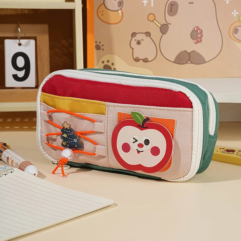 Panda Pencil Bag Green Multi-Layer Large Capacity Pensil Case Cute Cartoon Pen Holder Stationery School Supplies Gift Organizer Oasis Select A8