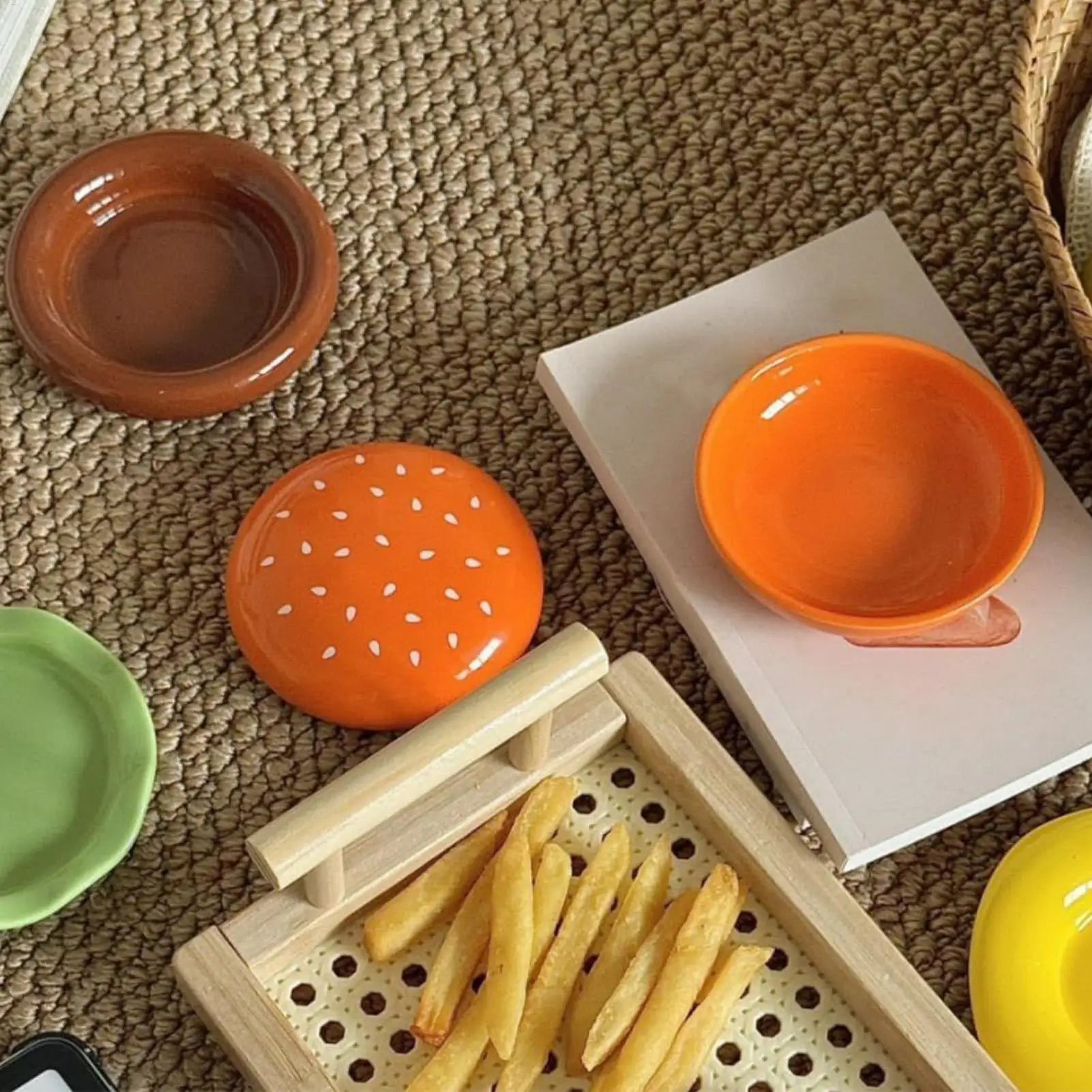 6 Pieces Seasoning Plate Burger Plates Stackable Burger Sauce Bowls Dishwasher Safe for Ketchup Sushi Snack BBQ Party Appetizer Oasis Select