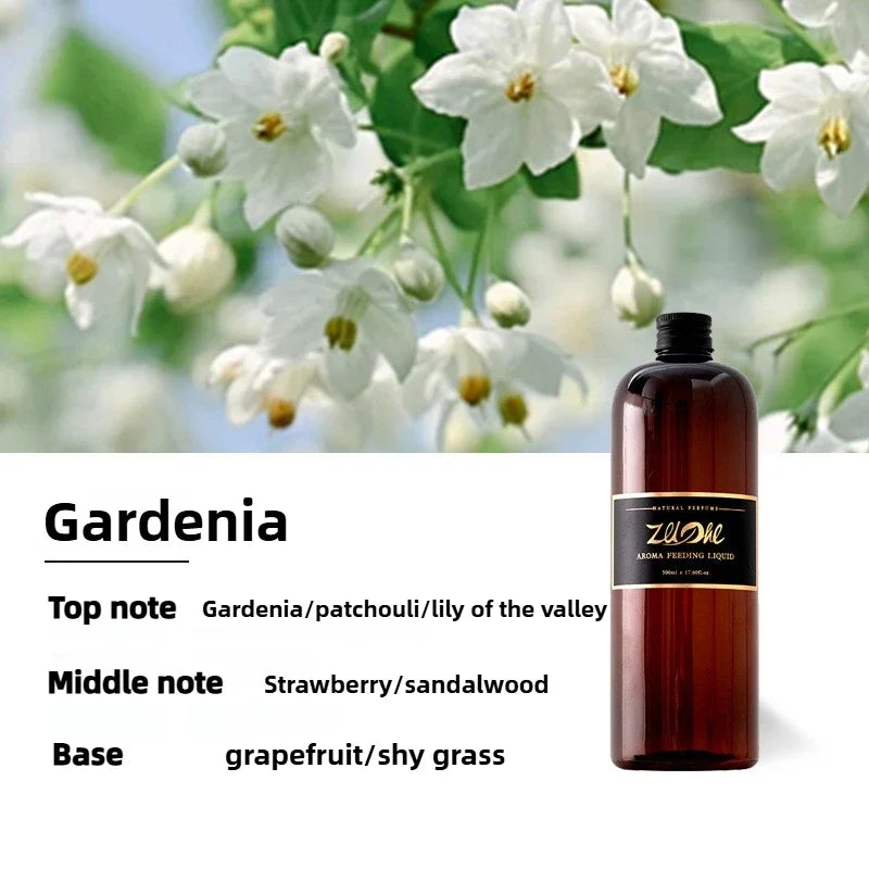 Refill Liquid For Aromatherapy Diffuser Fireless Aroma Essential Oil Long Lasting Car Home Bedroom Hotel Fragrance Scent Refill Oasis Select 500ml Gardenia1